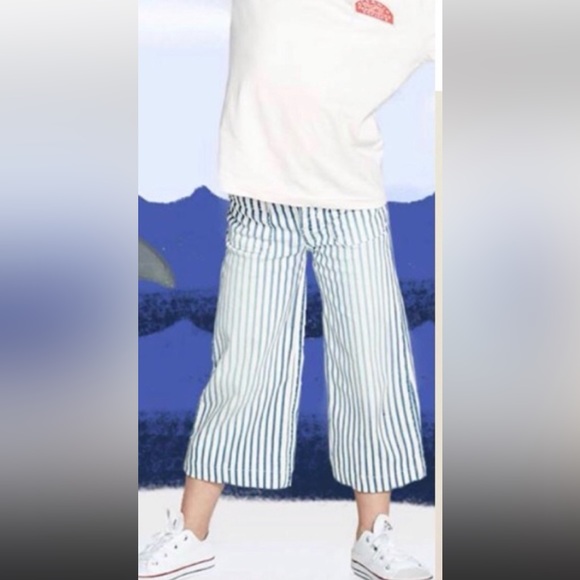 GYMBOREE Blue and White Stipe Wide Leg Pants Size 7 - Picture 1 of 3